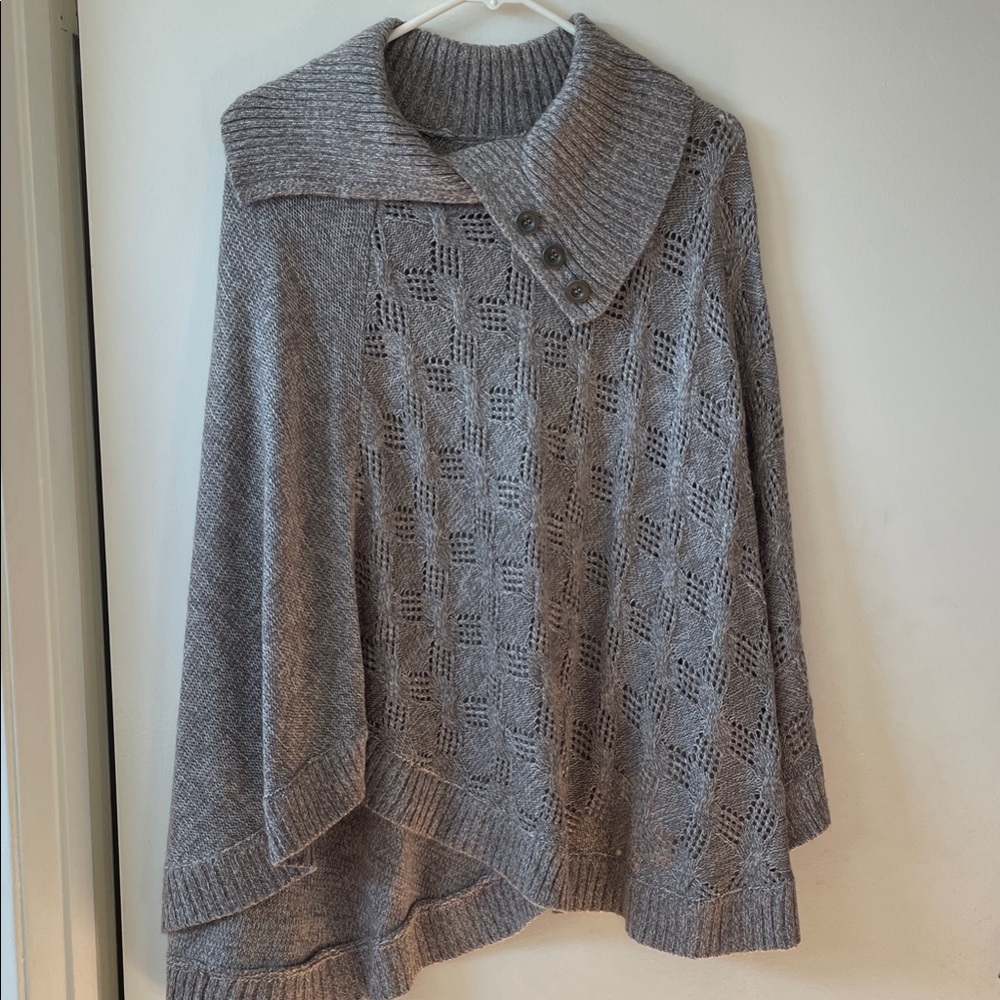 Karen Scott Gray Knit Poncho Sweater